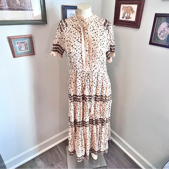 Free People Rare Feelings Floral Maxi Prairie Peasant Dress Small - Picture 2 of 14